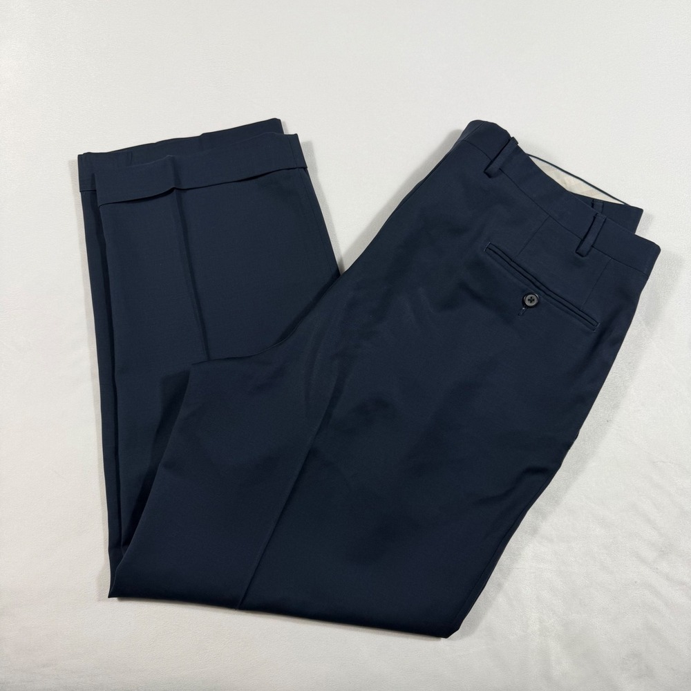 Canali‎ Navy Blue 100% Wool Mens 36x28 Pleated Dress Pants Business Casual